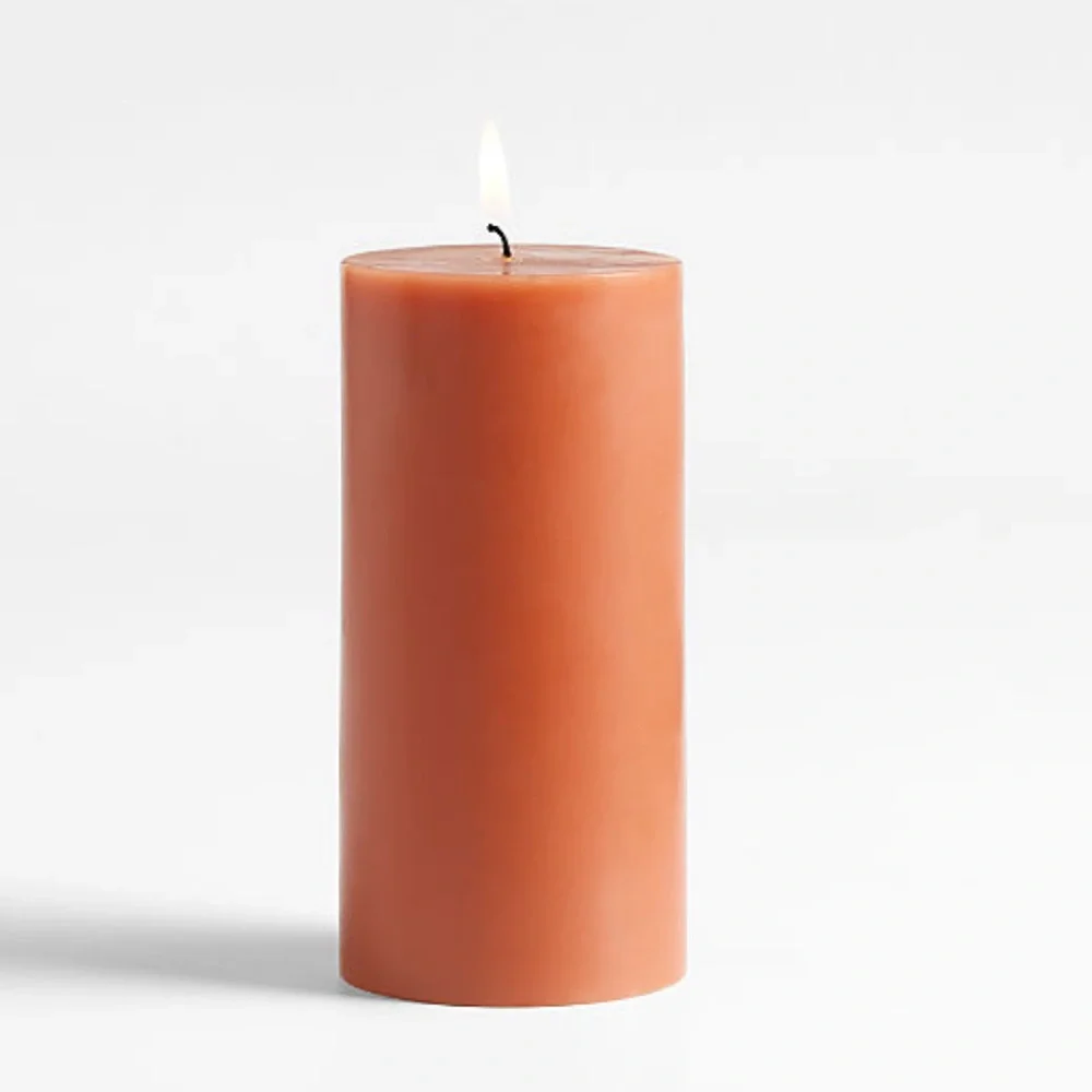 New! 🪔🕯️✨Crate&Barrel Warm Terracotta Pillar Candle 6x3
